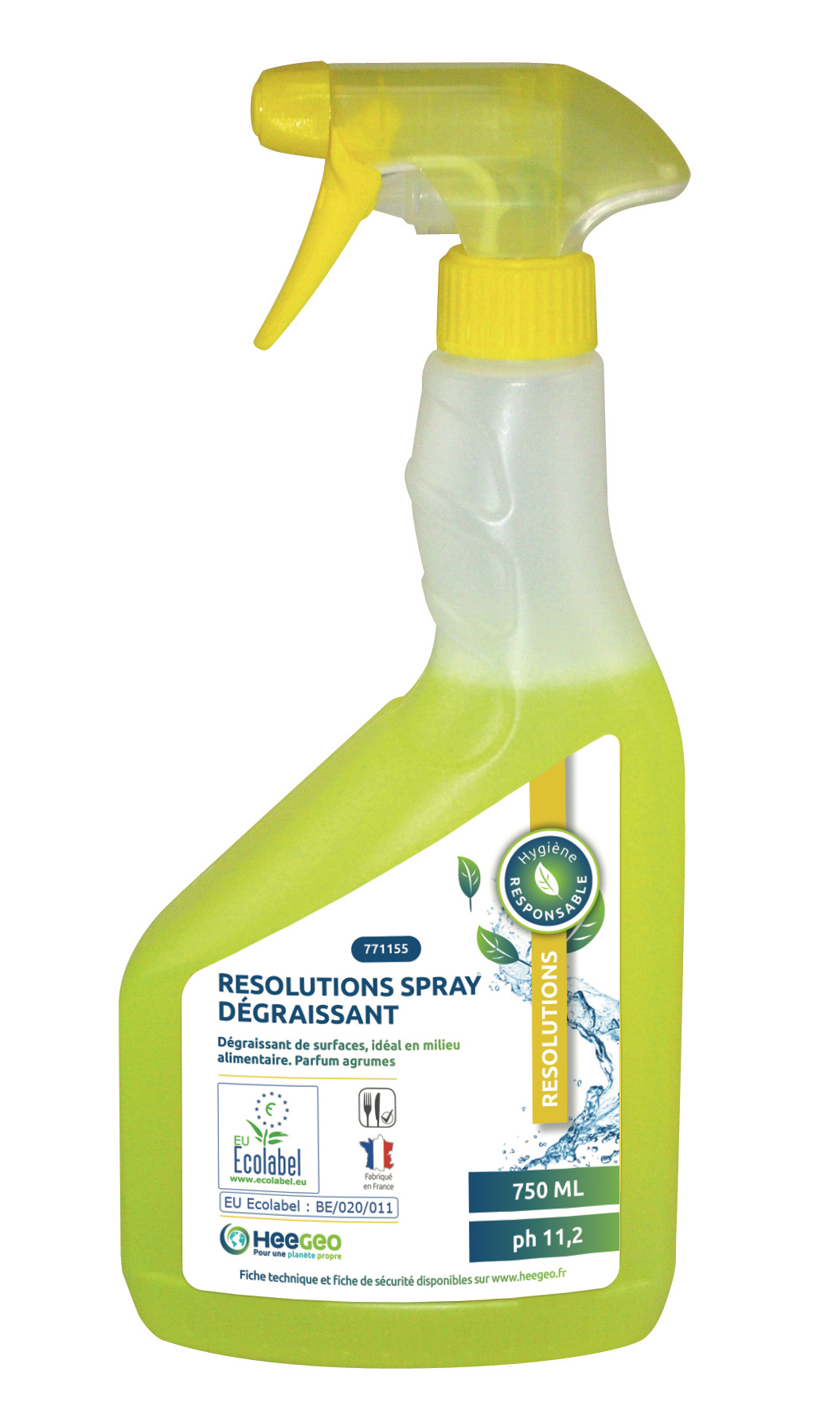 resolutions spray degraissant alimentaire ecolabel 750ml
