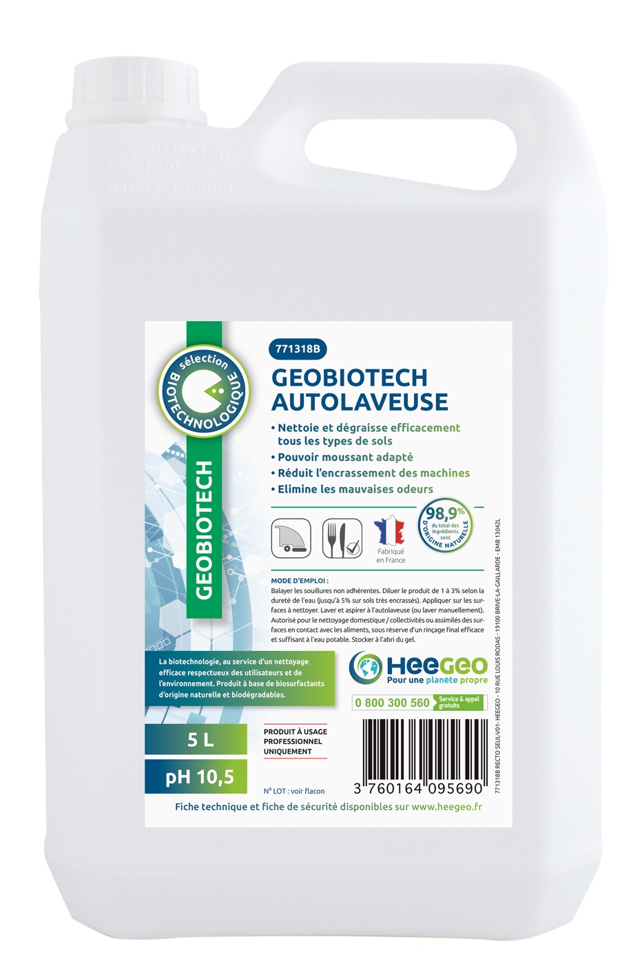 geobiotech biodegraissant sol autolaveuse 5l