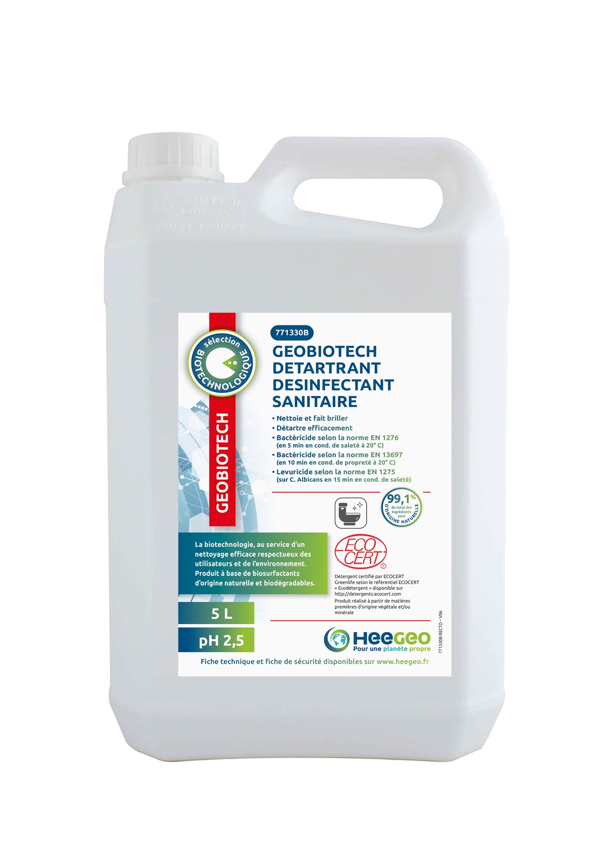 geobiotech sanitaire biodetartrant desinfectant ecocert 5l