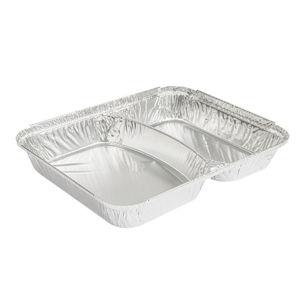 barquettes alu 2 compartiments 520ml (22.7x17.7x3) x100