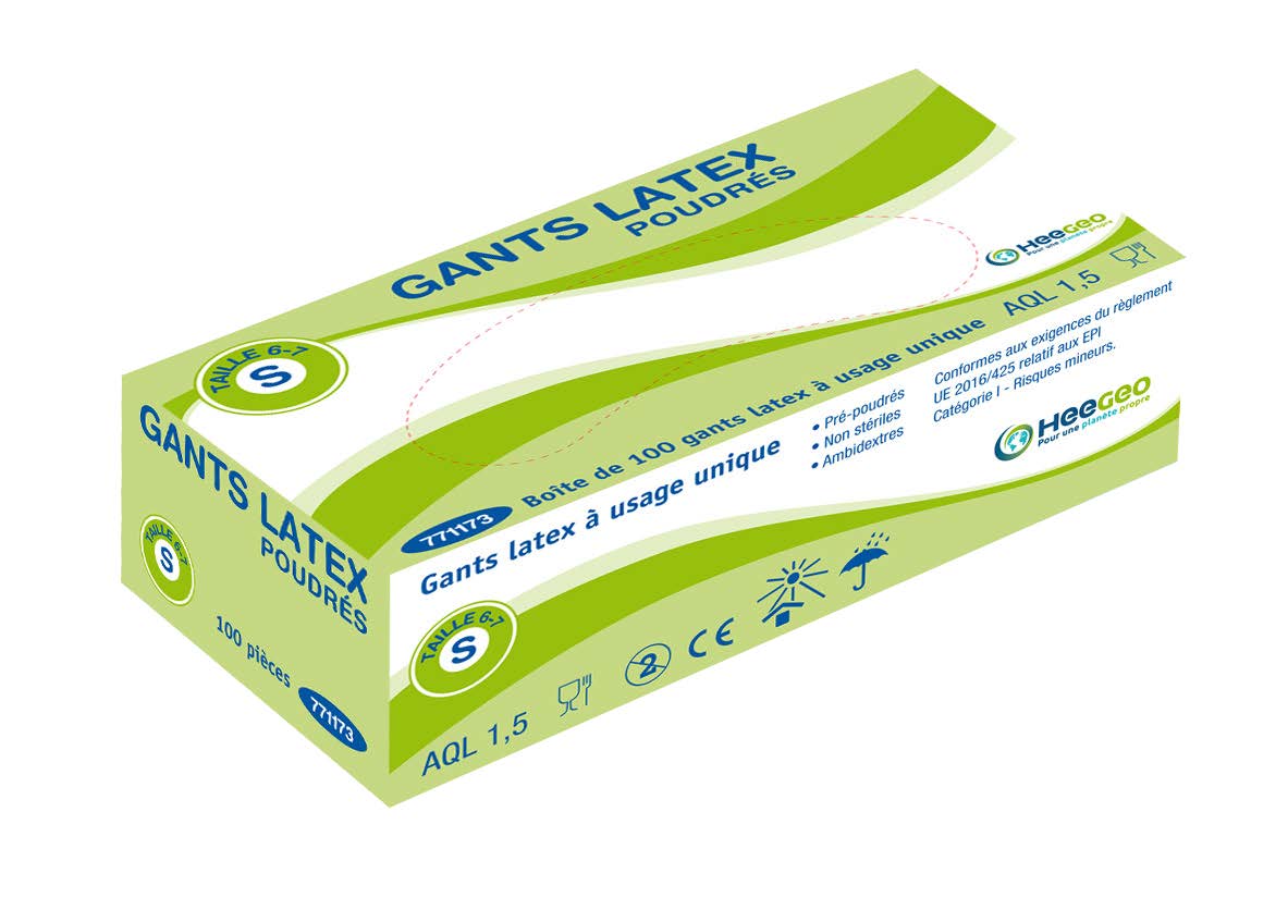 gants latex 1.5 t 7/8 (m) x100
