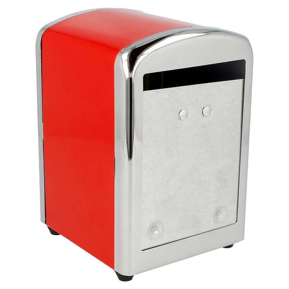 distrib. mini serviettes 10,5x9,7x14 rouge inox x12
